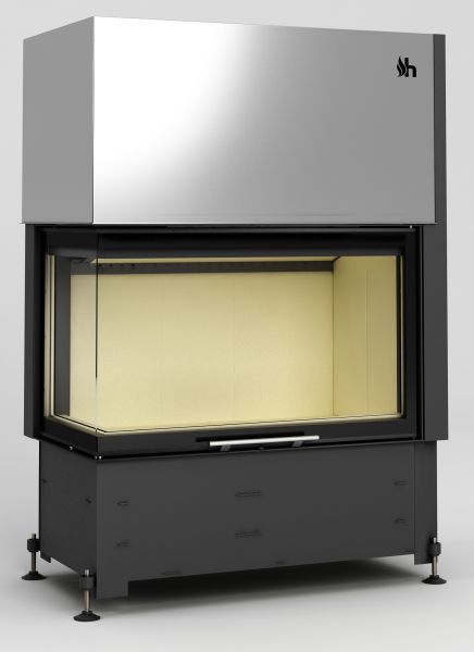 Zestaw kominek powietrzny stalowy KRATKI LUCY Prawy BLACK 14 kW Ø 200 z akcesoriami id 07 volcano 2blth - Zestaw kominek powietrzny stalowy KRATKI LUCY Prawy BLACK 14 kW Ø 200 z akcesoriami